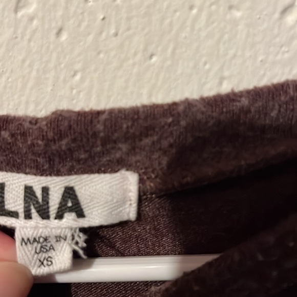 LNA Pullover Cutout Brushed Fuzzy Sweatshirt Wine XS - Picture 6 of 10